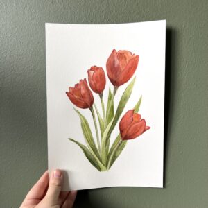 Original Artwork - Red Tulips in Watercolour